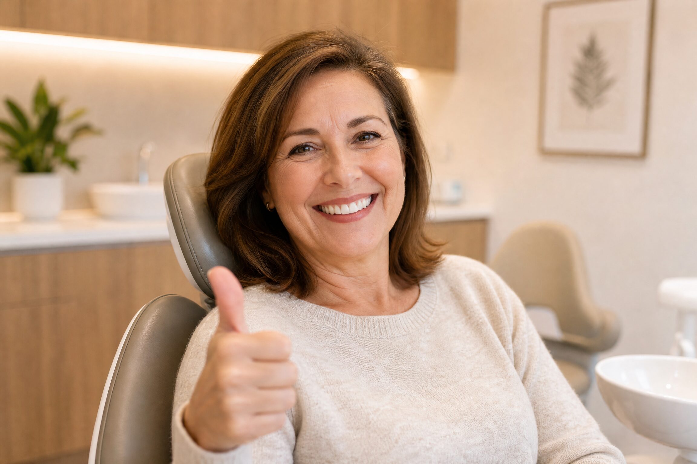 Happy patient smiling after dental bridge treatment at Centerville Dental Center