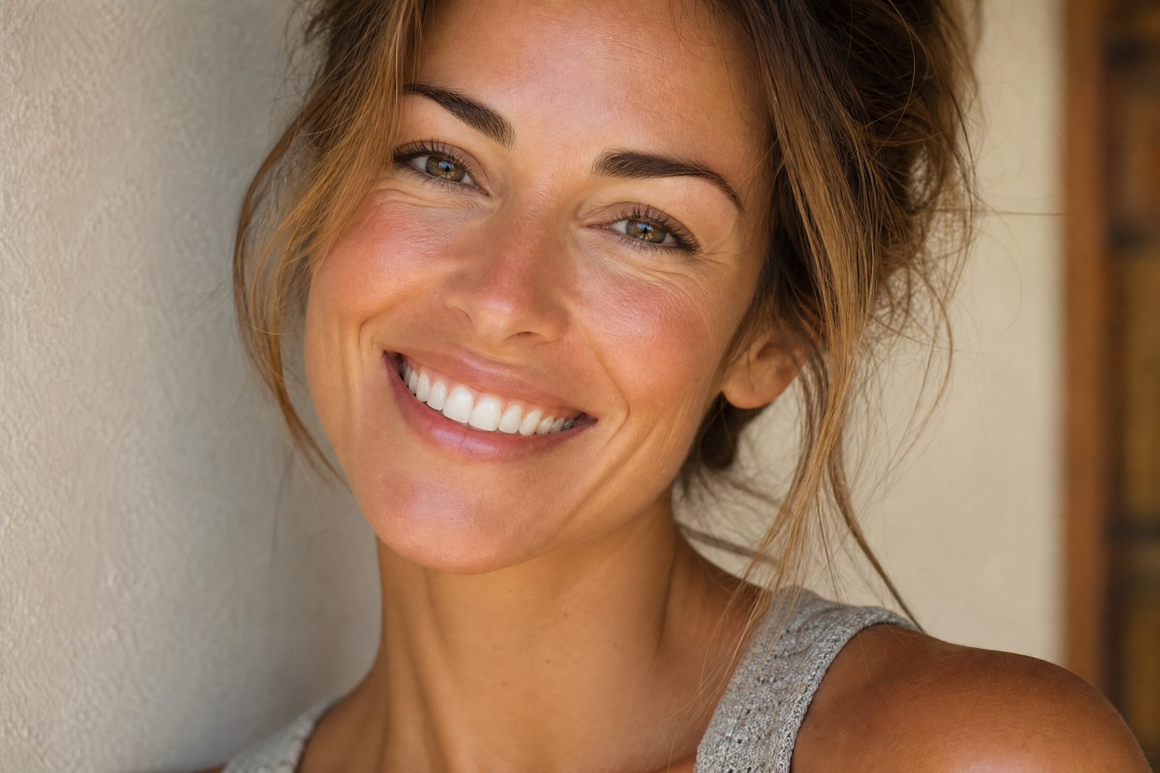 A close-up of a beautiful, natural-looking smile achieved through cosmetic dentistry