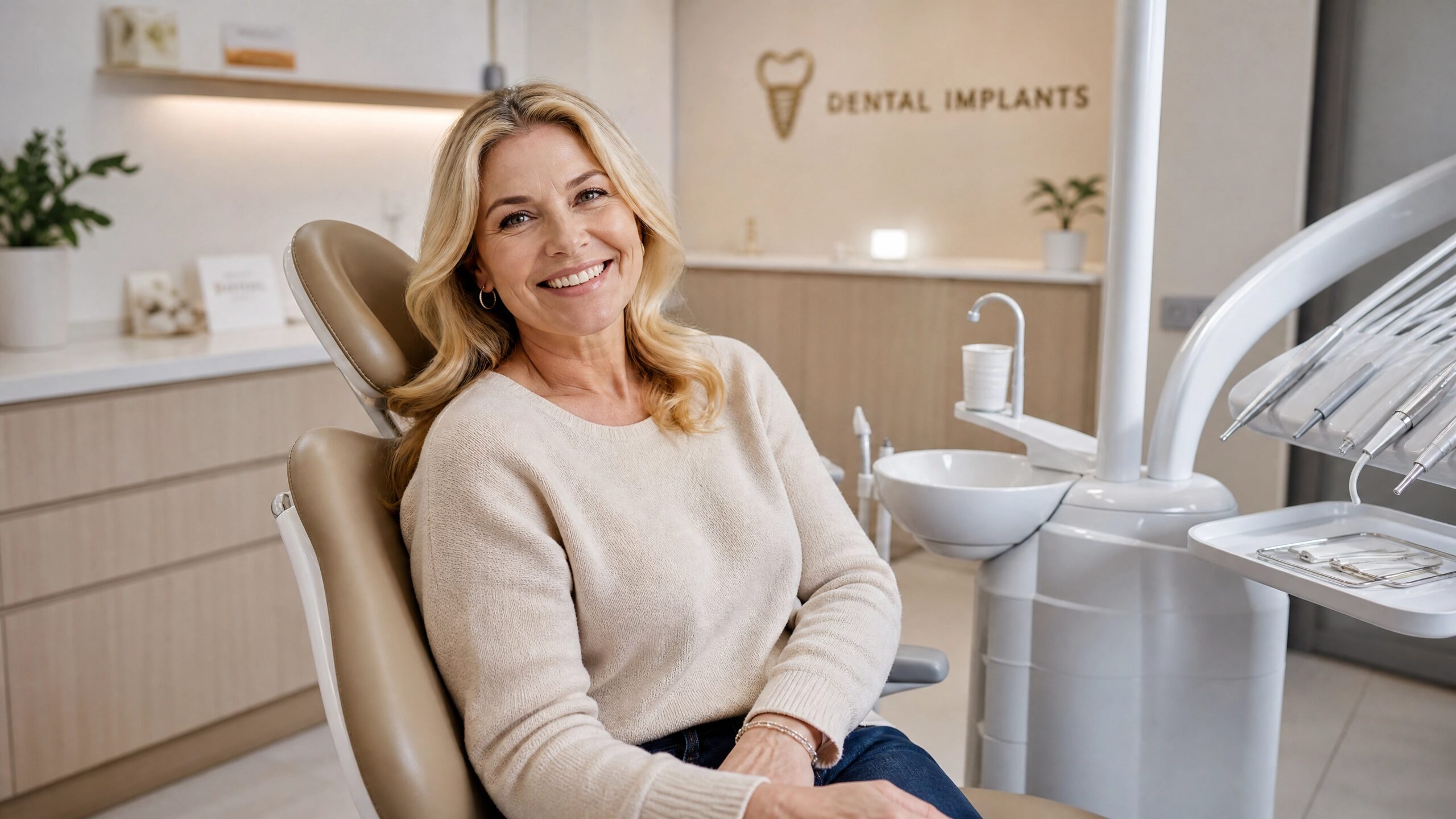 Happy patient with dental implants in Centerville OH
