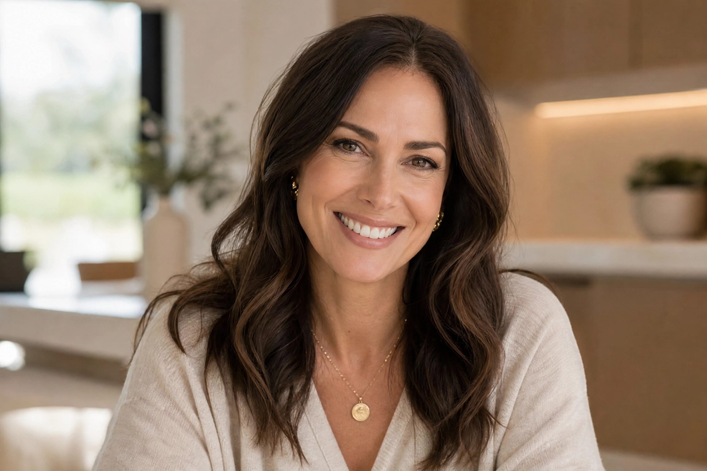 Woman with a natural, beautiful smile after porcelain veneers at Centerville Dental Center serving Centerville Ohio
