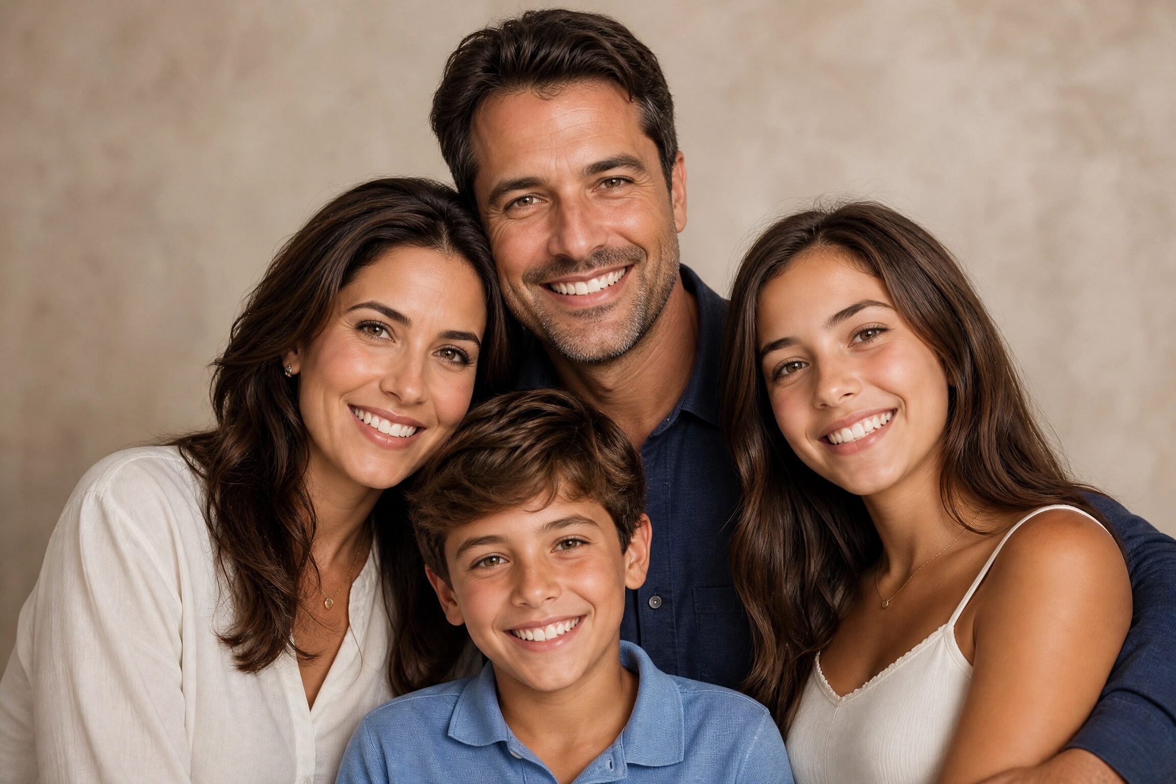 Happy family with beautiful healthy smiles after dental care at Centerville Dental Center